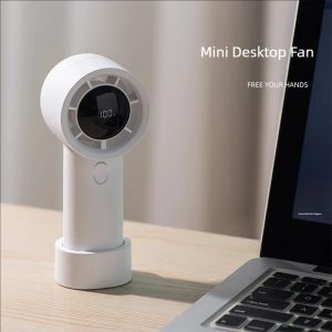 3000mAh Portable Digital Handheld Fan with 5-Speed Adjustment - রিচার্জেবল স্মার্ট মিনি ফ্যান