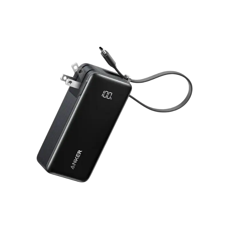 Anker 10000mAh 30W Fusion Power Bank with Built-in USB-C Cable and Digital Display.