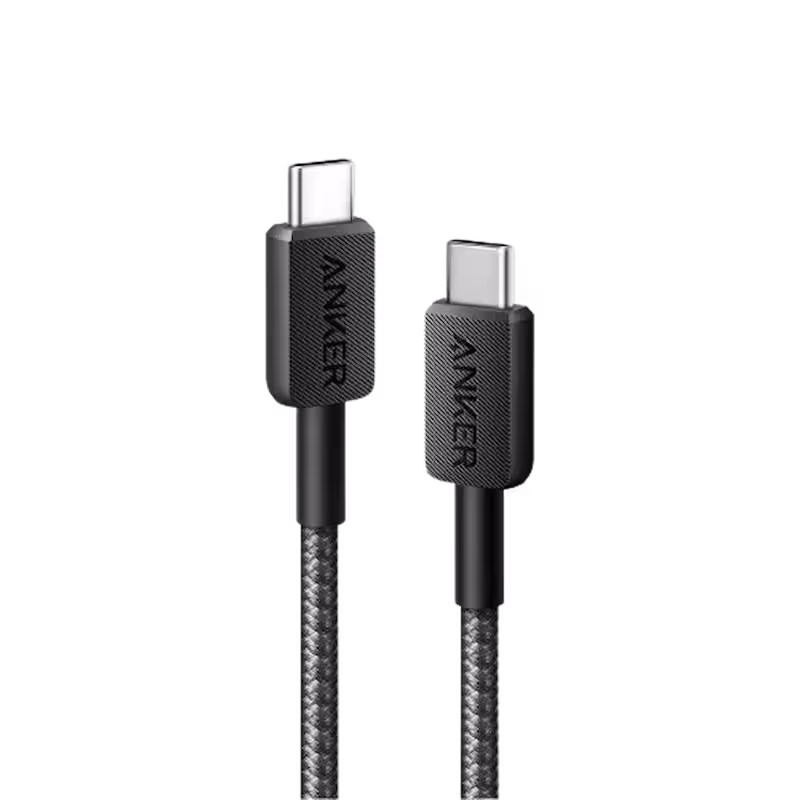 Anker 322 Braided USB-C to USB-C Cable with 60W Fast Charging and 18-Month Warranty.