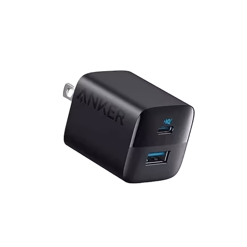 Anker 323 33W Dual Port Fast Charger with USB-C and USB-A for iPhone and iPad.