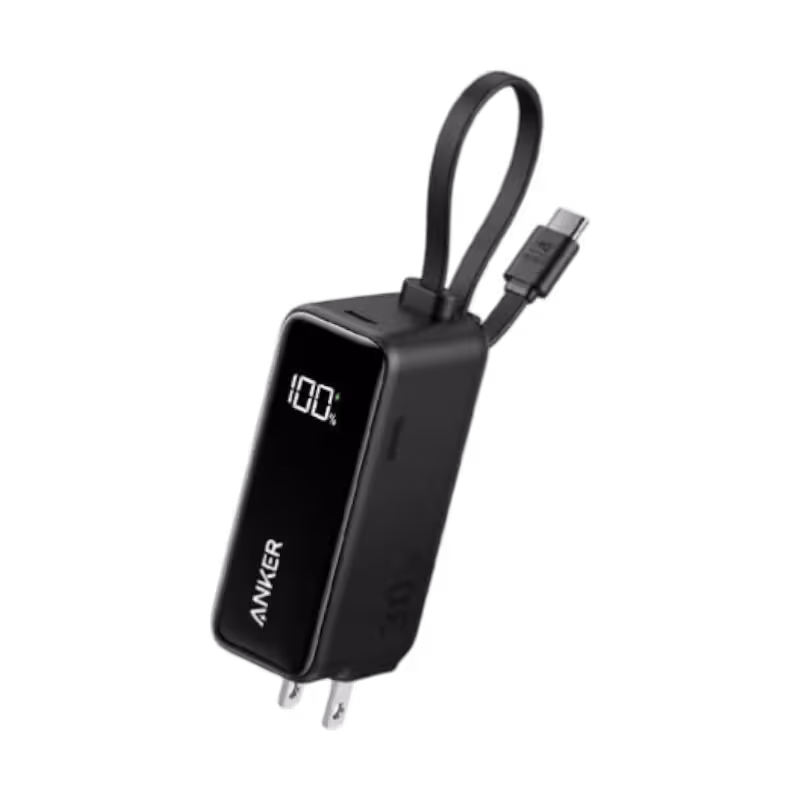 Anker A1636 Fusion 3-in-1 Power Bank with Smart Digital Display and Built-in Cable.