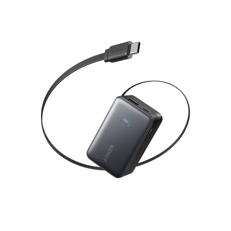 Anker Nano 10000mAh 45W Power Bank with Retractable USB-C Cable and Smart Display.