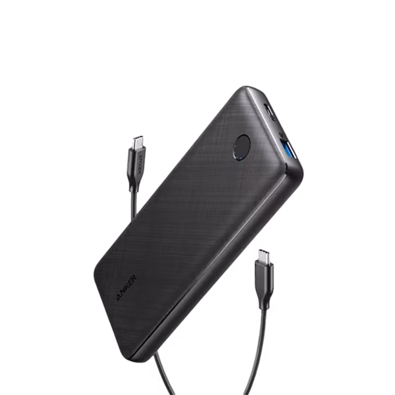 Anker PowerCore Essential 20000 PD Portable Charger with USB-C Input/Output.