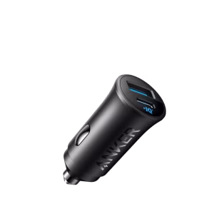 Anker 30W Dual-Port Car Charger with USB-C Power Delivery and PowerIQ.