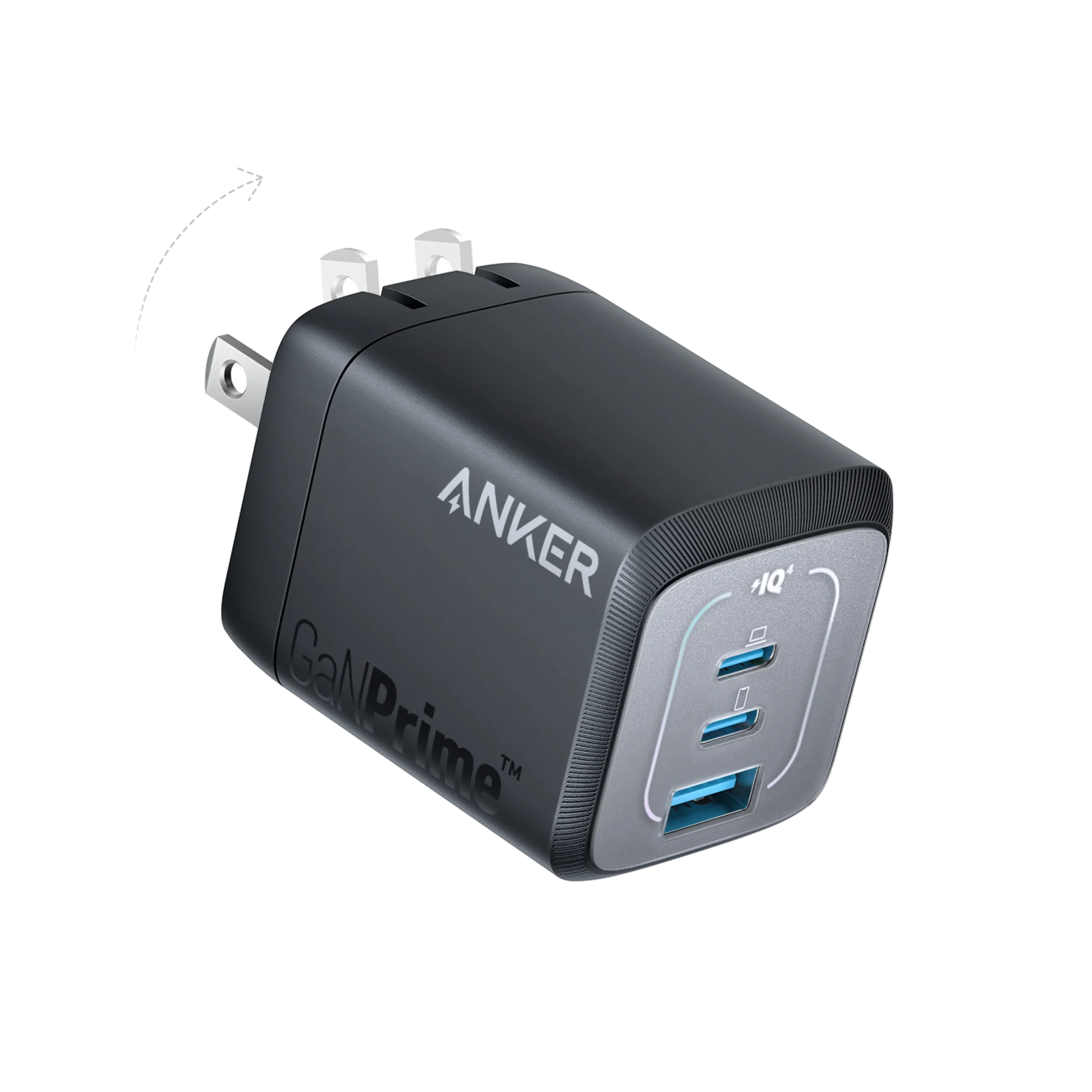Anker Prime 67W 3-Port Compact Fast Charger for MacBook, iPhone, and Android.
