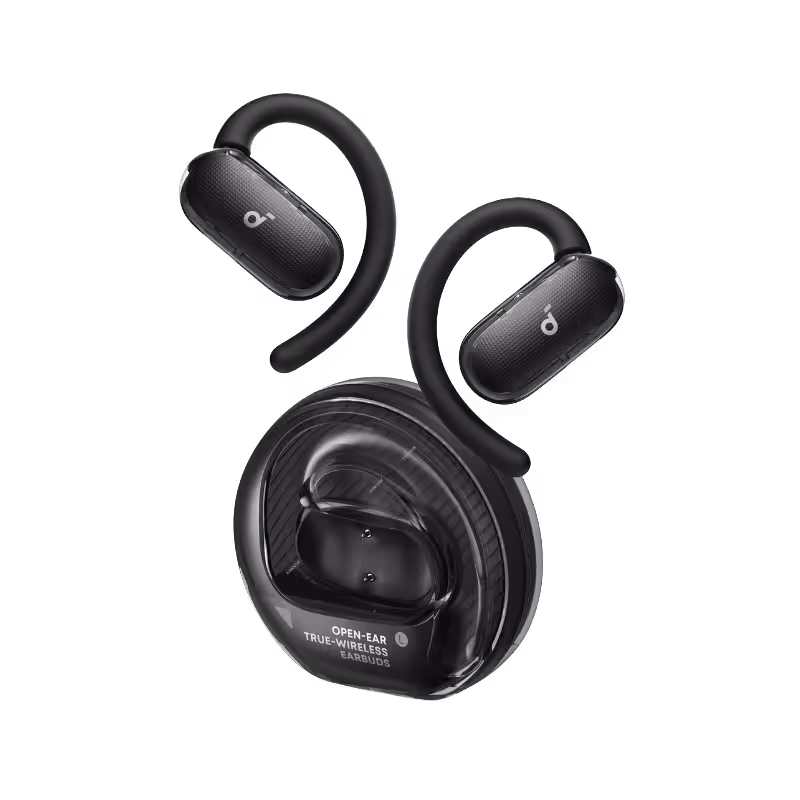 Anker Soundcore V40i Open-Ear Wireless Earbuds with Flexible Ear Hooks and AI Clear Calls.