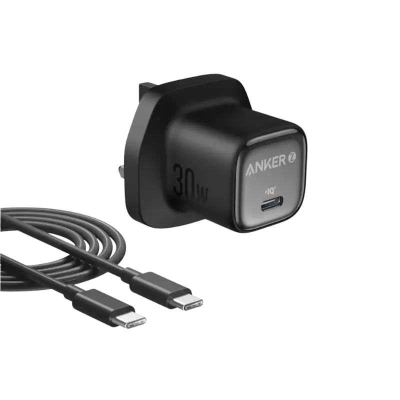 Anker Zolo 30W Fast Charger with Type-C Cable and AI Temperature Control.