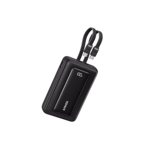 Anker Zolo 45W 20000mAh Power Bank with Built-in Dual USB-C Cables and Digital Display.