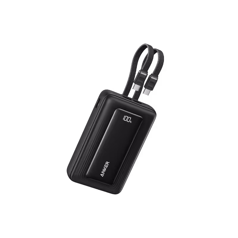 Anker Zolo 45W 20000mAh Power Bank with Built-in Dual USB-C Cables and Digital Display.