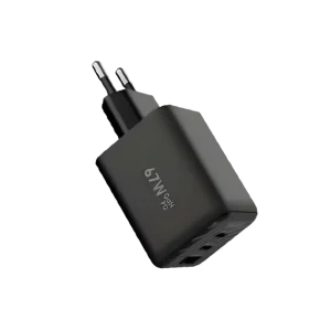 QCY 67W GaN Fast Charger for MacBook and iPhone with EU Plug.