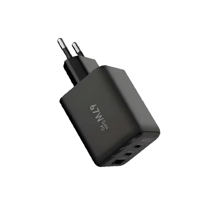 QCY 67W GaN Fast Charger for MacBook and iPhone with EU Plug.