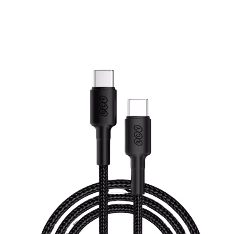 QCY DC13 60W USB-C to USB-C Fast Charging Cable with 1.2m length.
