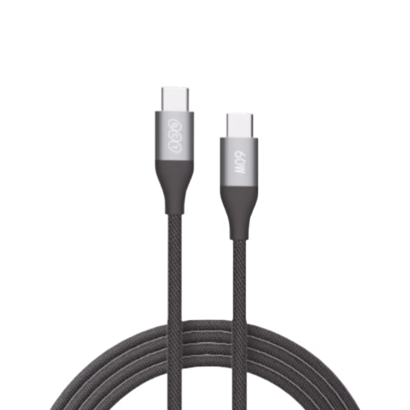 QCY DC21 60W Type-C to Type-C Braided Fast Charging Cable for Laptop and Smartphone.