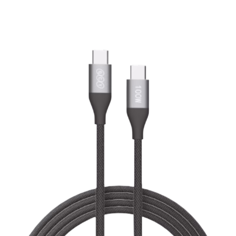 QCY DC22 100W Type-C to Type-C Braided Fast Charging Cable for Professional Laptops.
